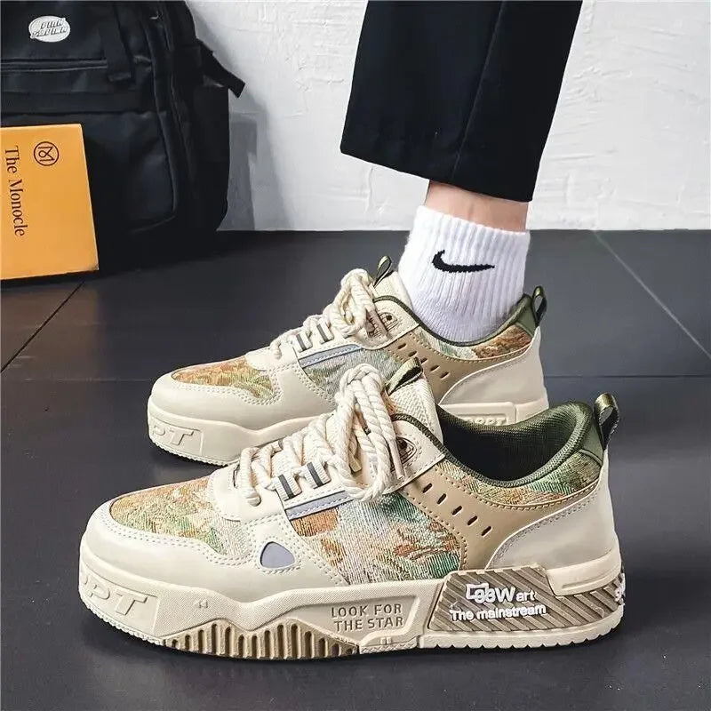 Summer Breathable Men Sneakers Trendy Colors Versatile Vulcanized Shoes 2024 Korean Version Outdoor Skate Shoes Tenis Masculino