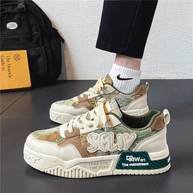 Summer Breathable Men Sneakers Trendy Colors Versatile Vulcanized Shoes 2024 Korean Version Outdoor Skate Shoes Tenis Masculino