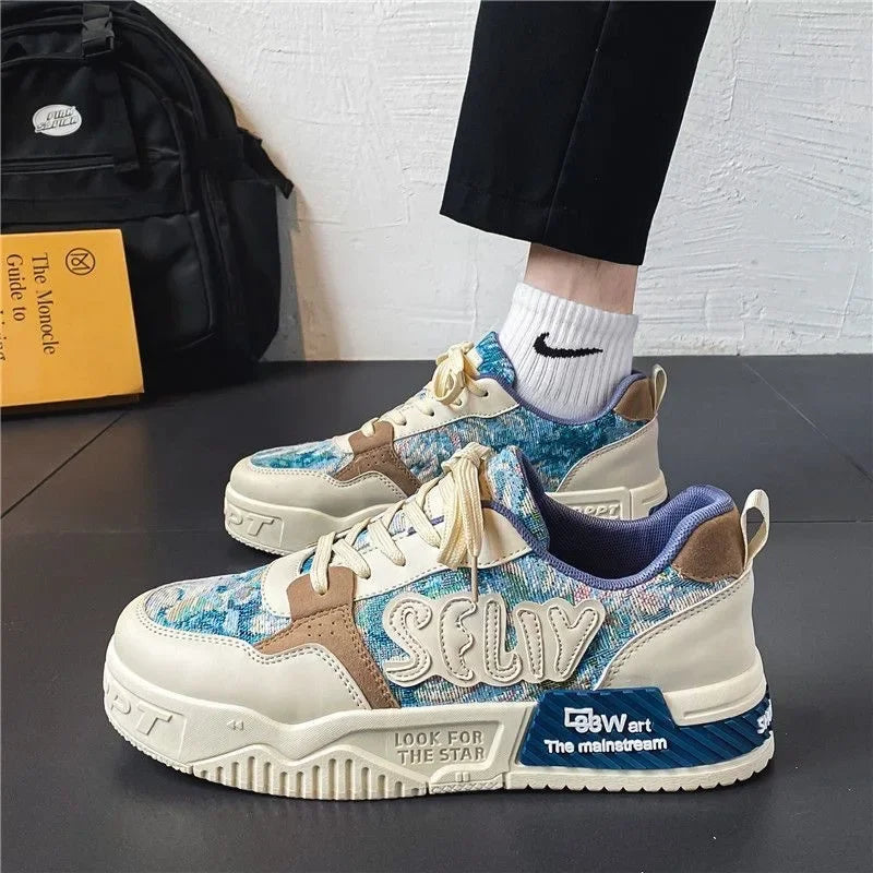 Summer Breathable Men Sneakers Trendy Colors Versatile Vulcanized Shoes 2024 Korean Version Outdoor Skate Shoes Tenis Masculino